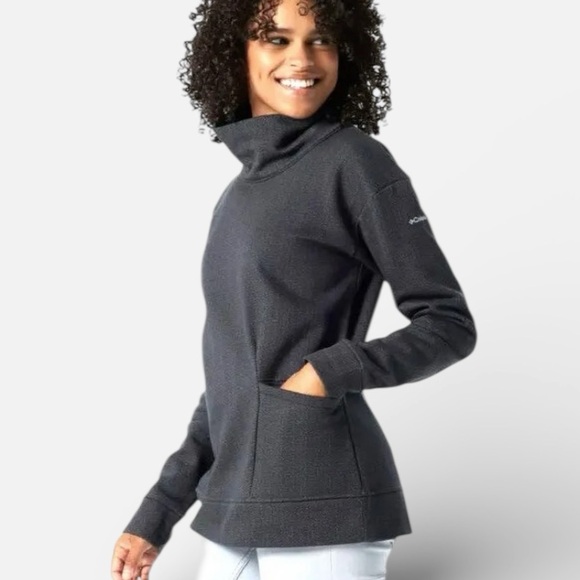 Columbia Sweaters - Columbia Gray Long Sleeve Outerwear Cowl Turtleneck Cozy Fleece Pullover Size M